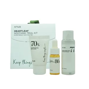 Anua Heartleaf Soothing Trial Kit (Anua Heartleaf 77 Clear Pad 2 Sheets, Anua Heartleaf 80 Moisture Soothing Ampoule, Anua Heartleaf 77% Soothing Toner & Anua Heartleaf 70 Daily Lotion)